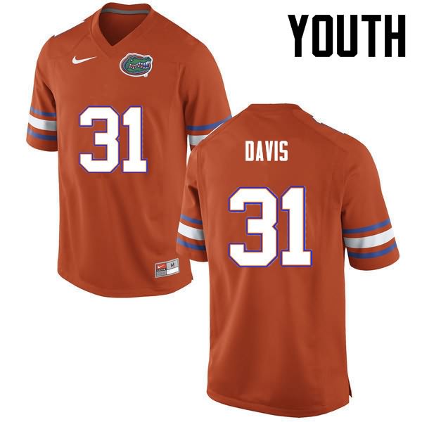 Youth NCAA Florida Gators Shawn Davis #31 Stitched Authentic Nike Orange College Football Jersey OBM3265MZ